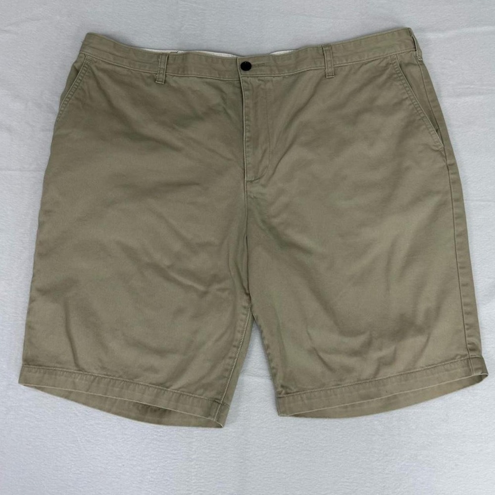 Dockers Mens Khaki Chino Shorts Tan Cream Size 42 Flat Front Cotton Twill